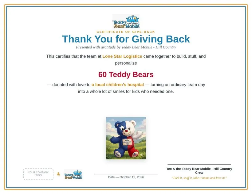 Example give-back certificate
